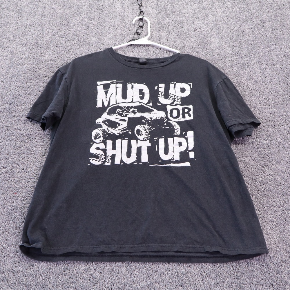 Gildan T Shirt Mens Large Black Mud Up Or Shut Up Graphic Off Road ATV